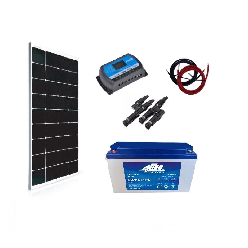 Kit solaire 12v 100w 120ah gel pour chalet et caravane valais sion