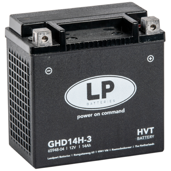 GHD14HL-BS Batterie moto Harley davidson AGM 12v 14AH 220A Valais suisse sion conthey qualité Yuasa, Landport, fullbat GHD14H-3